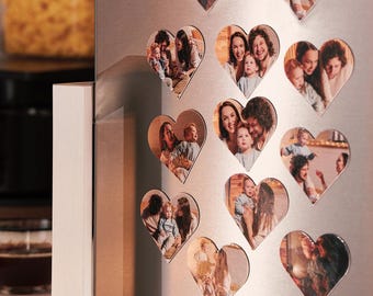 Heart Photo Magnets Set of 12 or 24, Custom Picture Fridge Magnets