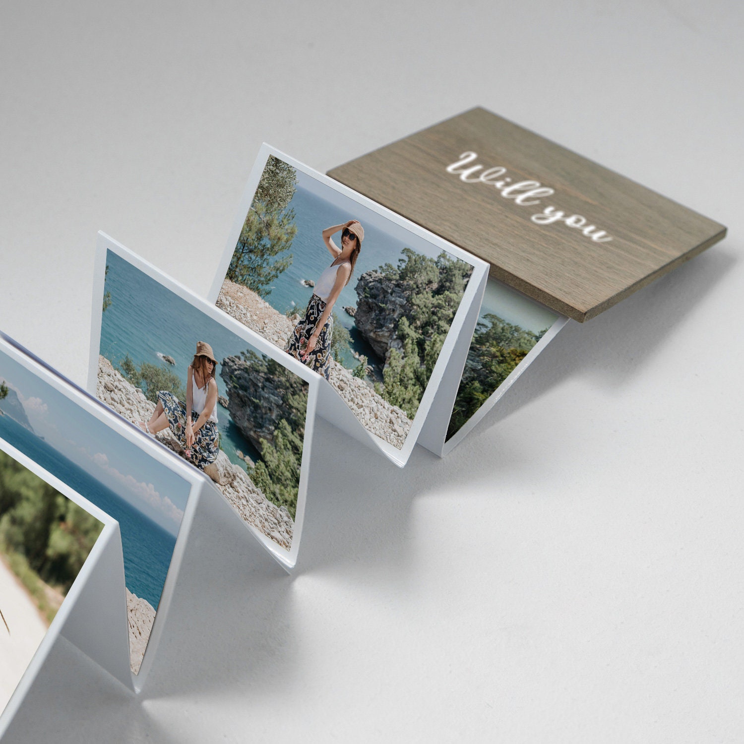 Pull Out Wooden Photo Album as Bridesmaid Proposal Gift. Wood Photo Keepsake Box. Maid of Honor Proposal. Bridesmaid Photo Gifts. Photo Box.