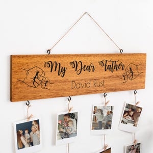 Bannière souvenir photo papa, support photo en bois pour les nouveaux papas, présentoir photo en bois, tableau photo personnalisé, décoration murale suspendue, meilleur cadeau pour papa