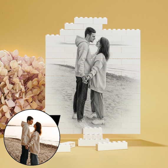 Custom Photo Puzzle,Personalized Picture Building Block, Exaggerated Face,Funny Cartoon Caricature Portrait,Valentine Puzzle Gift for Adults