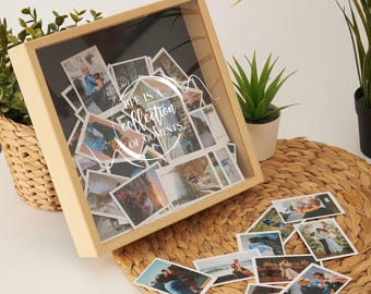 Collect Beautiful Moments Wooden Shadow Box and Photo Prints. Keepsake Box with Acrylic. Decorative Display Frame for Photos and Memories