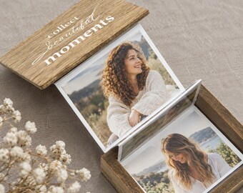 Best Friend or Mom Pull Out Photo Box, 3.5 in (8.9 cm) Wood, Initials or Quote Lid