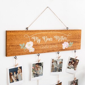Mom Photo Memory Banner, Wooden Photo Holder for New Moms, Wooden Photo Display, Custom Picture Board, Hanging Wall Decor, Best Gift for Mom