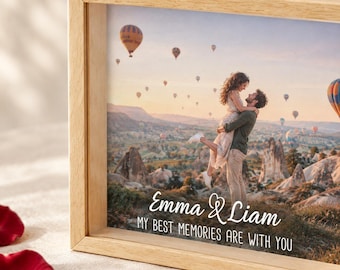 9.5 in (24.1 cm) Couples Ticket Memory Box, Personalized Anniversary Shadow Box