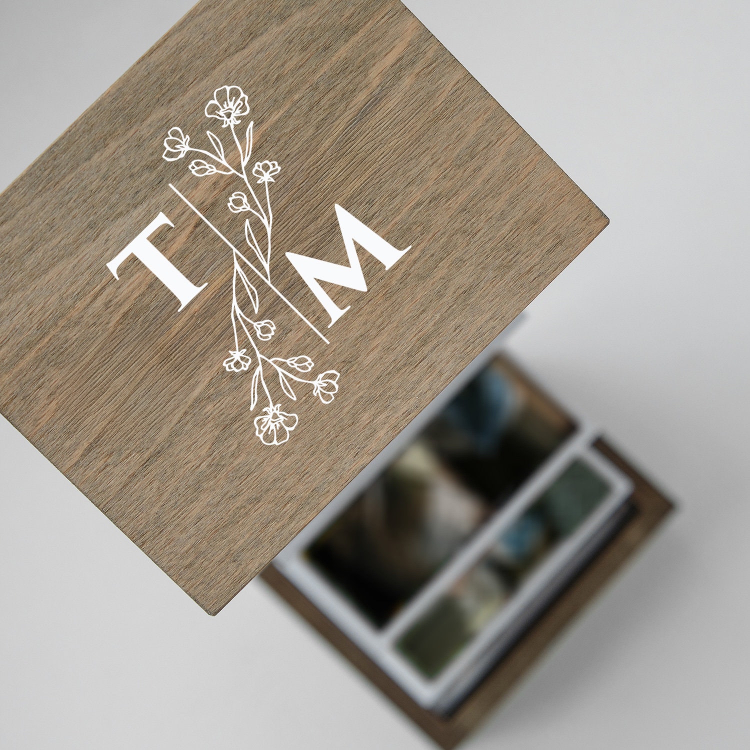 Customized Photo Frame & Trinket Box, Personalized Wooden Keepsake Box Photo Album Set - Unique Gift for Him, Couples, Engagement, Christmas