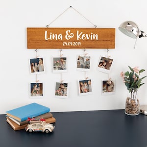 Banner fotografico personalizzato per occasioni speciali: espositore fotografico in legno, pannello fotografico personalizzato, decorazione da parete, porta-ricordi per eventi