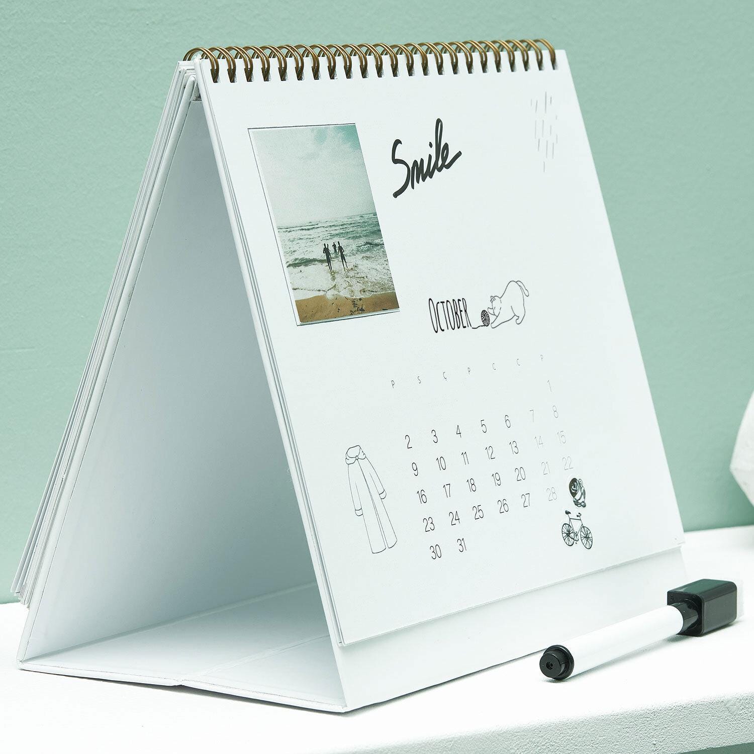 Aesthetic Desk Calendar 2025-2026 - Standing Flip Calendar For Office & Home Decor In White