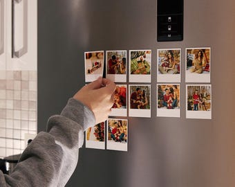 Polaroid Photo Magnets Set of 12-24, Custom Fridge Magnet, Family Picture Frame, Anniversary Photo Gift for Boyfriend Husband, Kitchen Decor