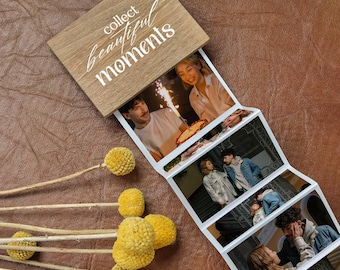 Custom Pull Out Photo Album, Personalized Memory Gift Box as Wedding Keepsake, Wood Picture Frame, Anniversary Wedding Valentine's Day Gift.