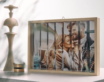 Accordion Photo Frame, Agamograph Optical Illusion Wall Art, Custom 3D Photo Display, Unique Anniversary Wedding Gift, Best Gift for Him Her