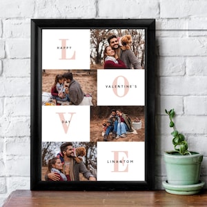 LOVE Photo Collage Frame – Custom Picture Frame, Personalized Wall Art, Gift for Couple, Anniversary Gift, Wedding Keepsake, Valentines Gift