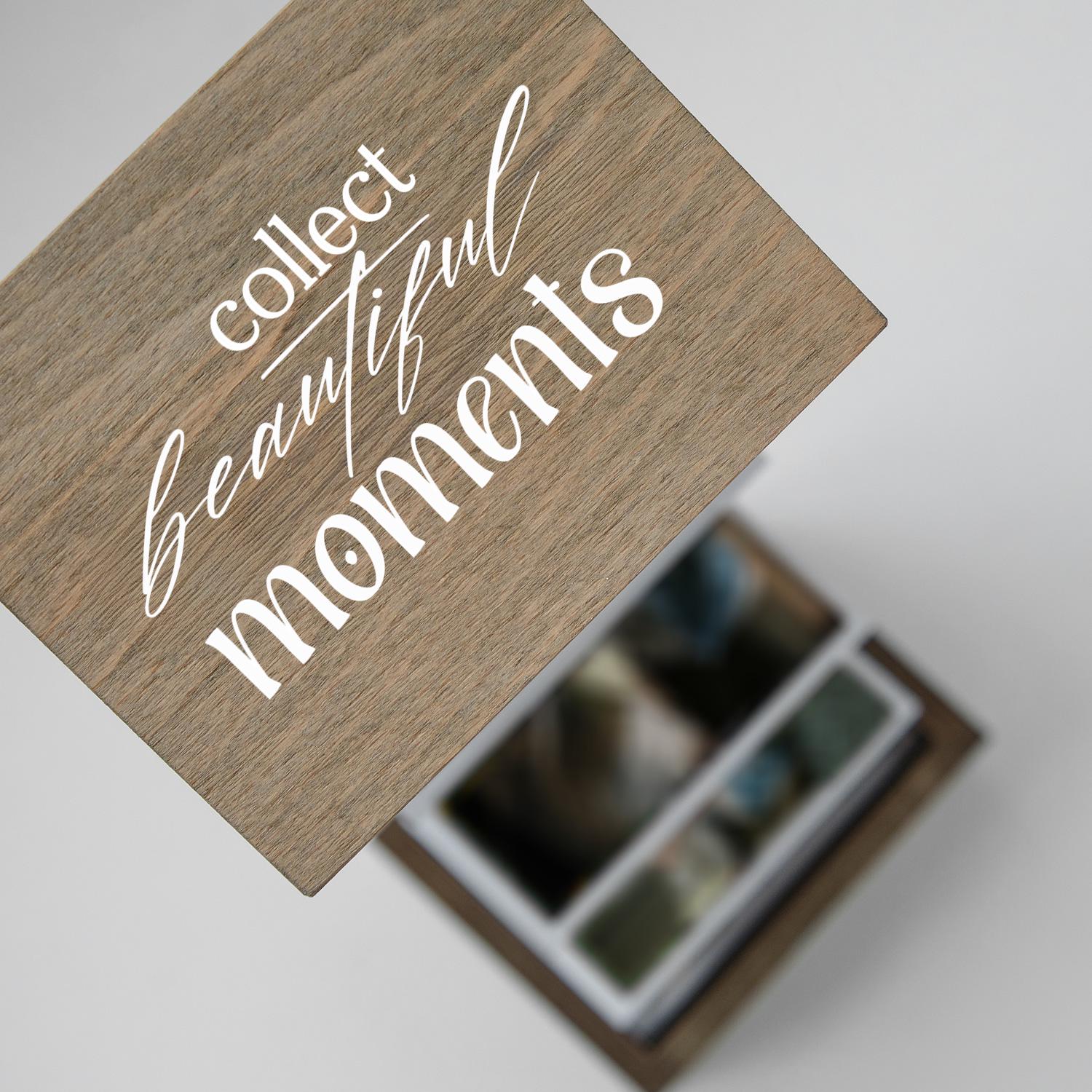 Collect Beautiful Moments Pull Out Photo Album, Personalized Memory Keepsake Box, Trinket Wood Box Customized Wooden Photo Album Frame