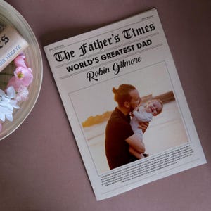Personalized Father's Day Newspaper Keepsake with Photo, Custom Gift for New Dad, Grandpa, Husband, Baby Announcement, 1st Father's Day Gift