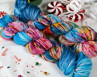 Swirly Twirly Gumdrops - Buddy the Elf Inspired Worsted DK Bulky Sock Blue Pink
