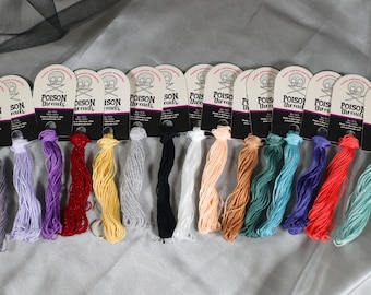Colección de hilos teñidos a mano inspirados en Ariel y Úrsula, punto de cruz, bordado y bordado con aguja.
