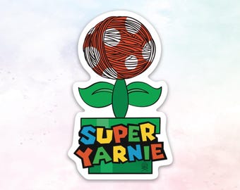 Pegatina de Super Yarnie - Inspirada en Super Mario - Crochet, Tejido