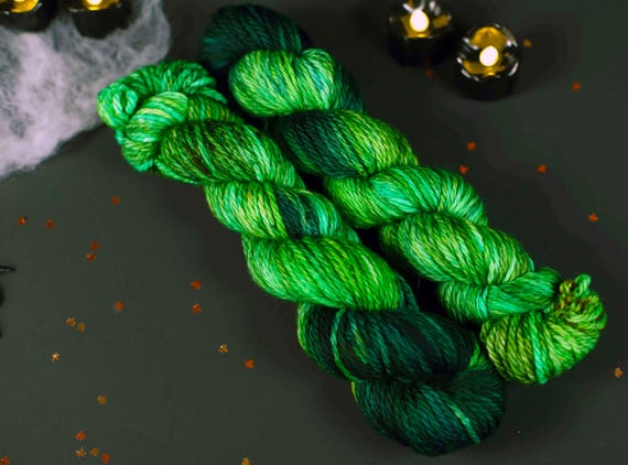 Hocus Pocus Inspired Hallowed Ground Yarn, Green, Glowing