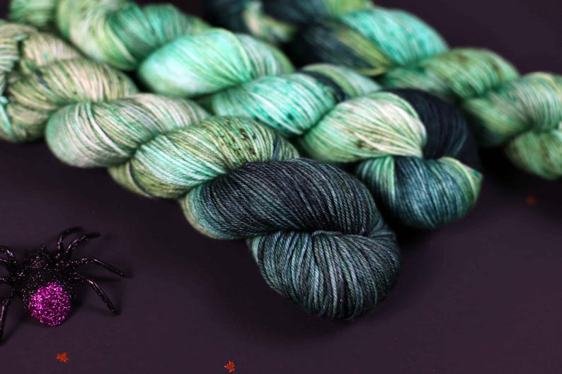 Hocus Pocus Inspired Hallowed Ground Yarn, Green, Glowing image 11