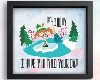 La gran aventura de Buddy - Patrón de punto de cruz inspirado en un elfo - Descarga digital