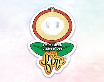 Pegatina "Luces mi fuego" - Inspirada en Mario, punto de cruz, bordado