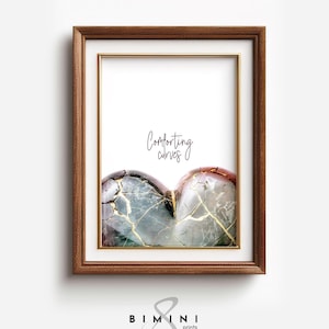 Troostende rondingen Kintsugi hart wanddecor, emoties maken ons menselijk, Body positive Japan afdrukbare muurkunst, digitale download
