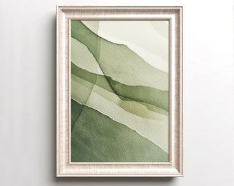 Sage Green Abstract Wall Art Print, Abstract Neutral Print, Abstract watercolor Art, Minimalist wall art, Digital download