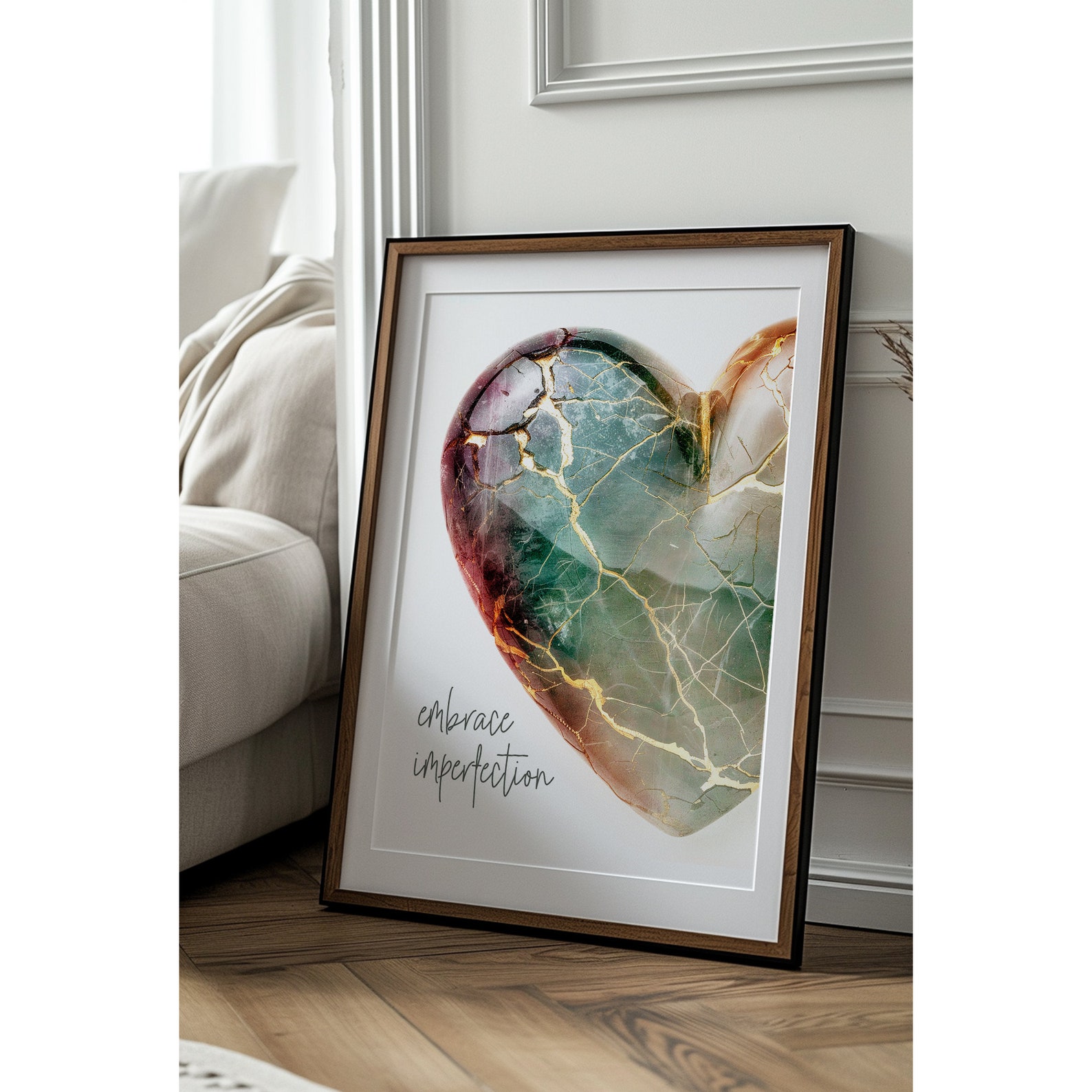 Embrace Imperfection, Kintsugi Heart Wall Decor, Emotions Make Us Human ...