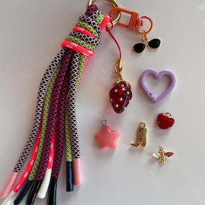 Rope Bag Charm Keychain with Mix and Match Charms Bag Accessories