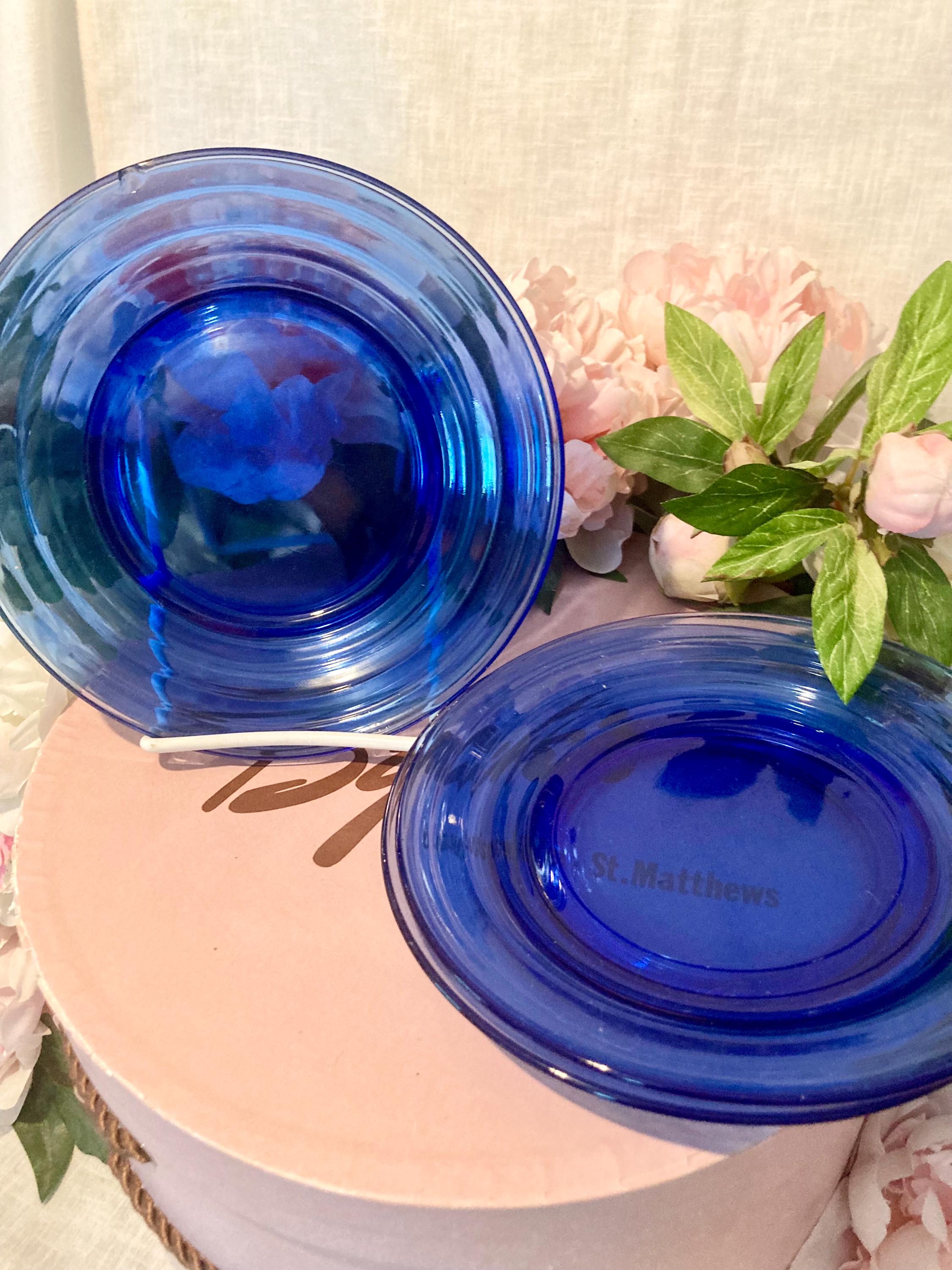 Original Cobalt Blue Depression Glass Saucer – Ribbed Pattern – 1930s Vintage Hazel-Atlas or Anchor Hocking