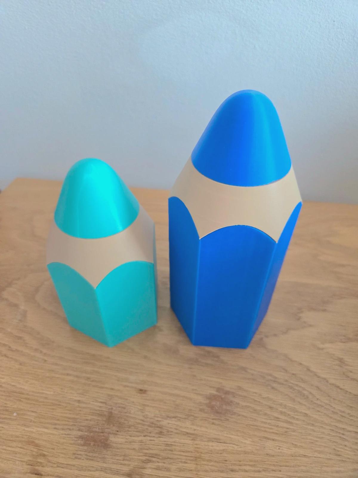 Duo boîtes à crayons “Crayon géant” | Pots à crayons kawaii | Rangement bureau / chambre enfant | Impression 3D | Cadeau maîtresse