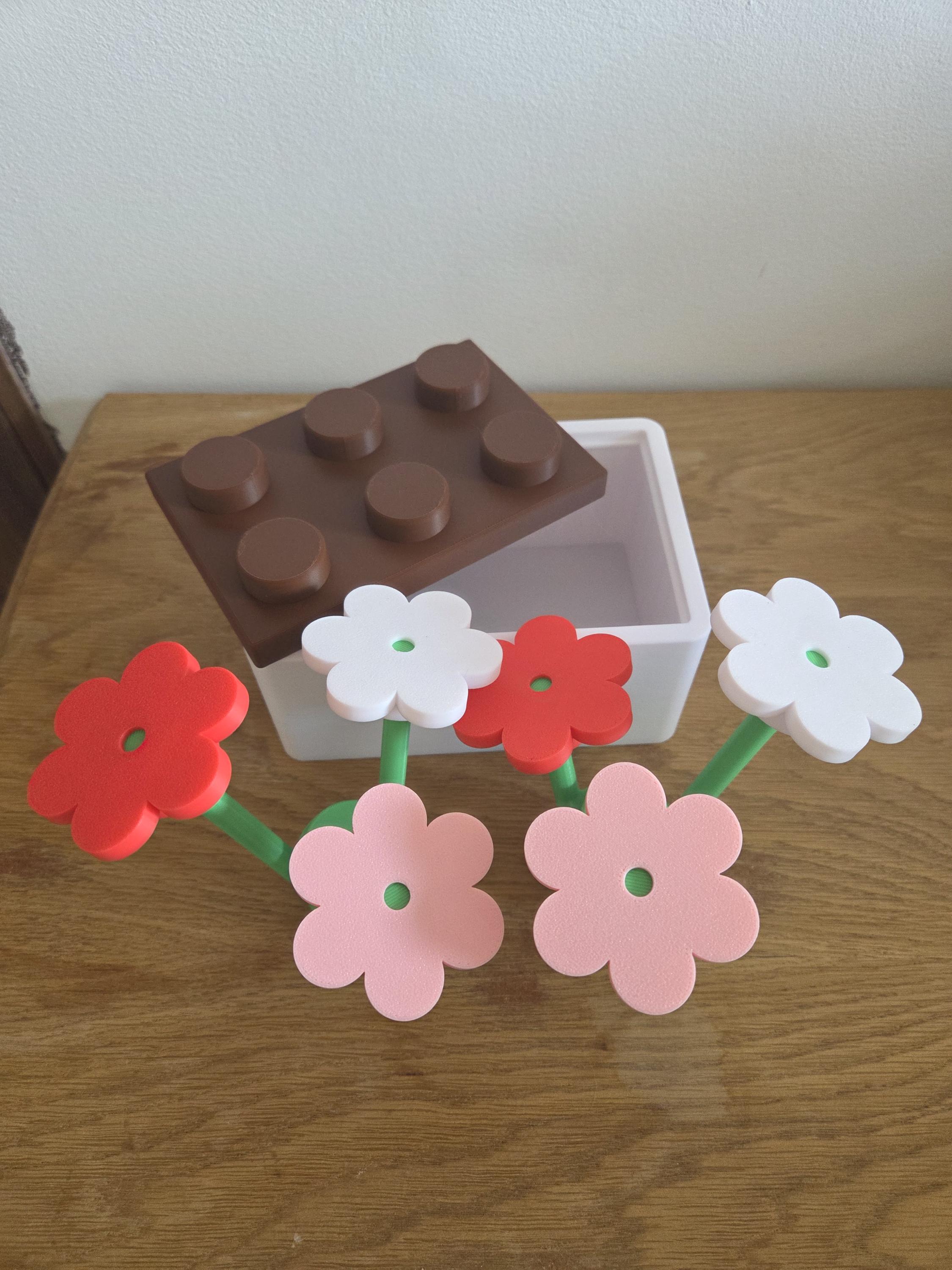 Boîte de rangement fleurs style brique – Pot déco modulable – Cadeau original enfant – Décoration chambre – Impression 3D