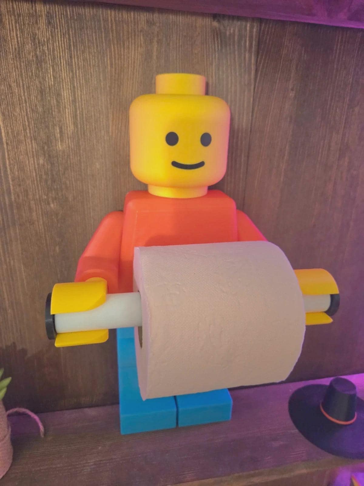 Porte papier toilette bonhomme “brique” | Support rouleau WC original | Déco fun salle de bain | Impression 3D | Idée cadeau
