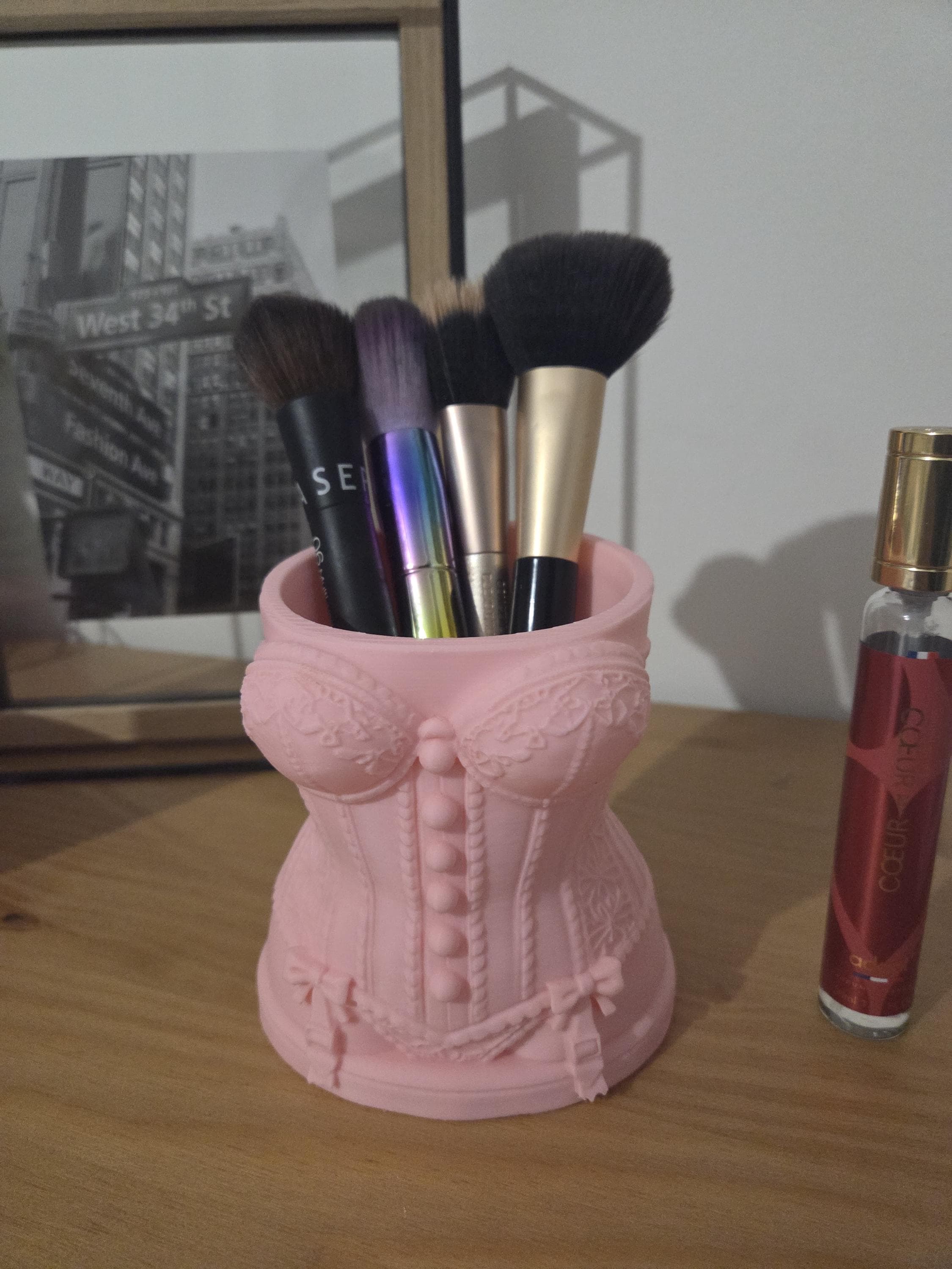 Pot à crayons Corset Boudoir | Organisateur maquillage | Déco féminine romantique | Impression 3D