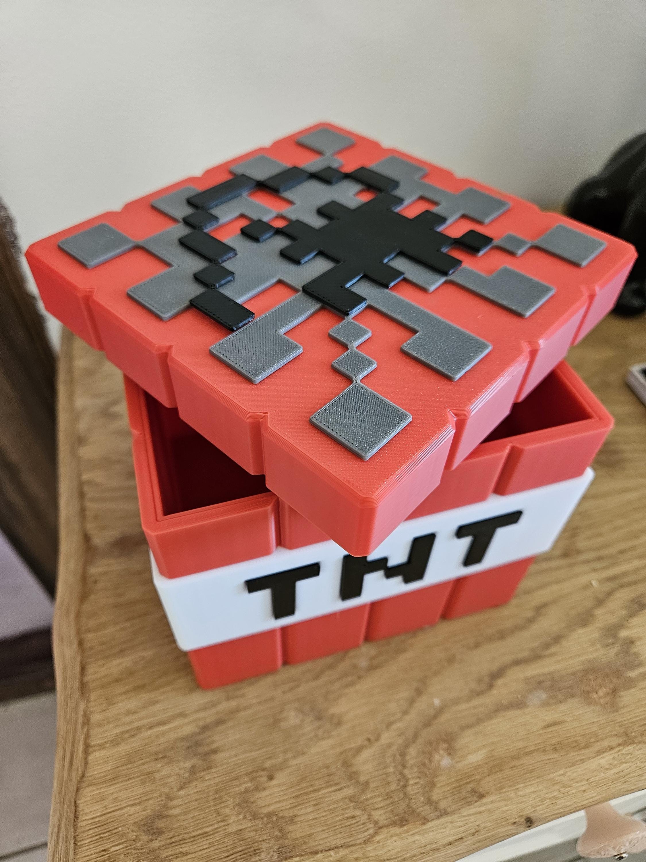 Grande boîte de rangement TNT Minecraft | Coffre trésor gamer | Déco gamer | Boîte 3D imprimée | Cadeau fan de jeux | Plusieurs couleurs