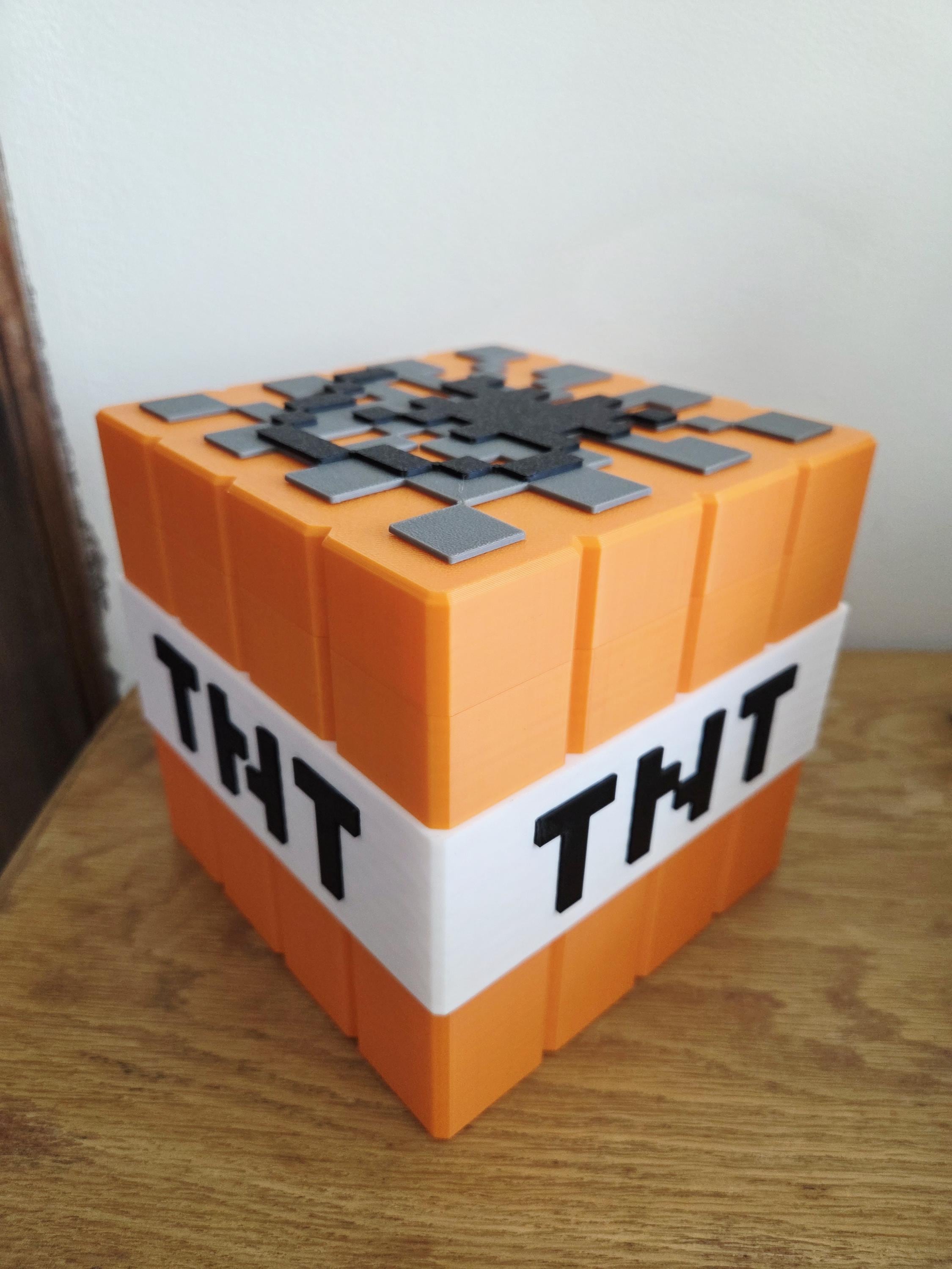 Grande boîte de rangement TNT Minecraft | Coffre trésor gamer | Déco gamer | Boîte 3D imprimée | Cadeau fan de jeux | Plusieurs couleurs
