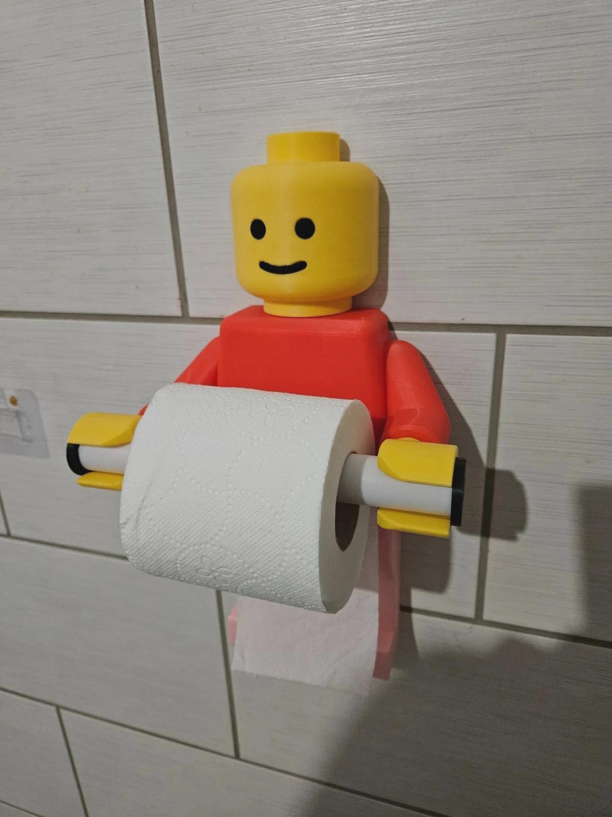 Porte papier toilette bonhomme “brique” | Support rouleau WC original | Déco fun salle de bain | Impression 3D | Idée cadeau