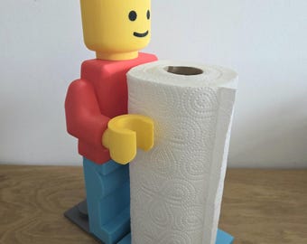 Porte Essuie Tout Bonhomme Brique – Support Papier Cuisine Original – Dérouleur Essuie Tout – Décoration Cuisine Fun – Cadeau Geek & Maison