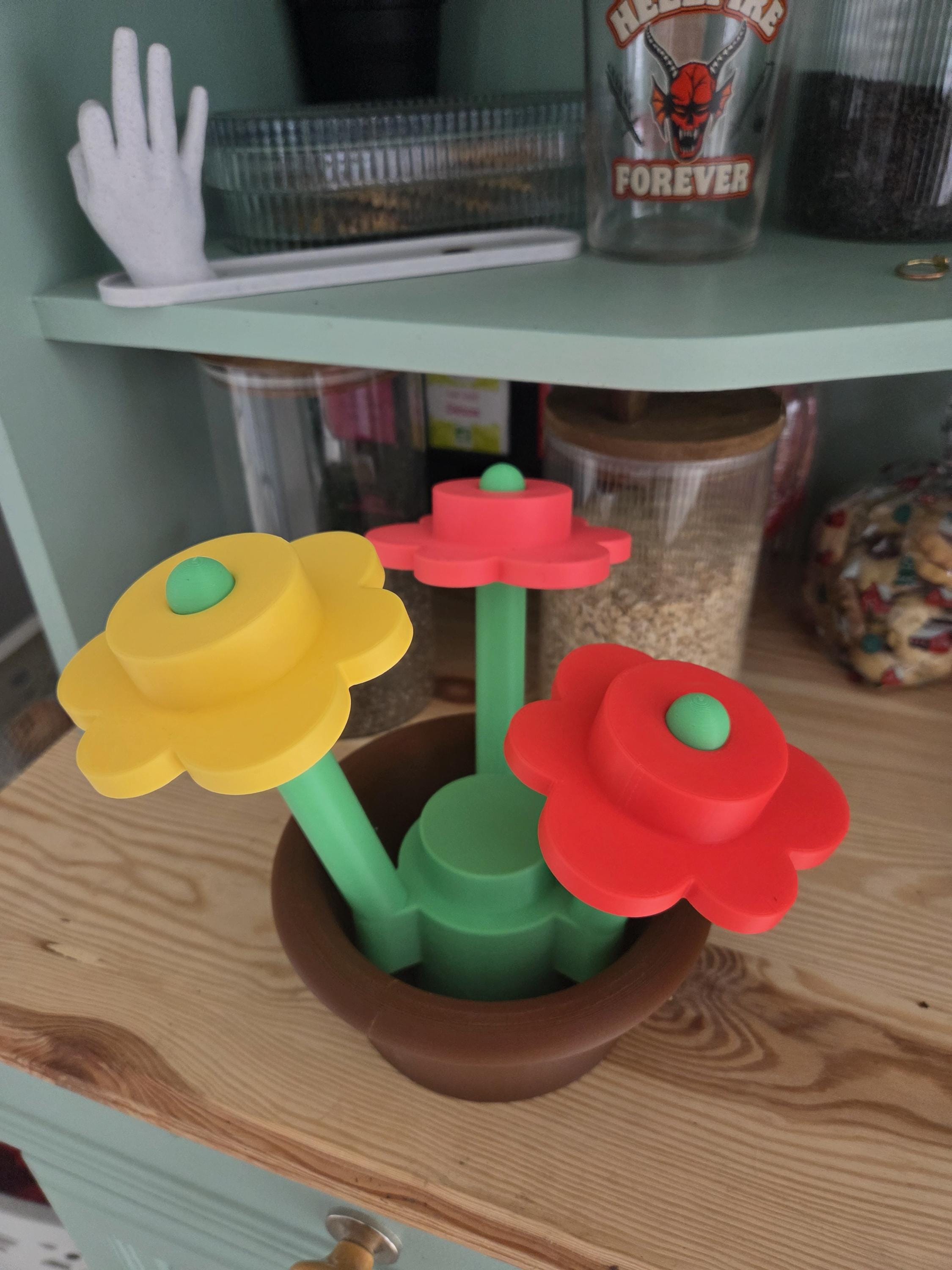 Boîte fleurs style brique XL – Pot décoratif original – Rangement ludique chambre enfant – Cadeau unique – Impression 3D