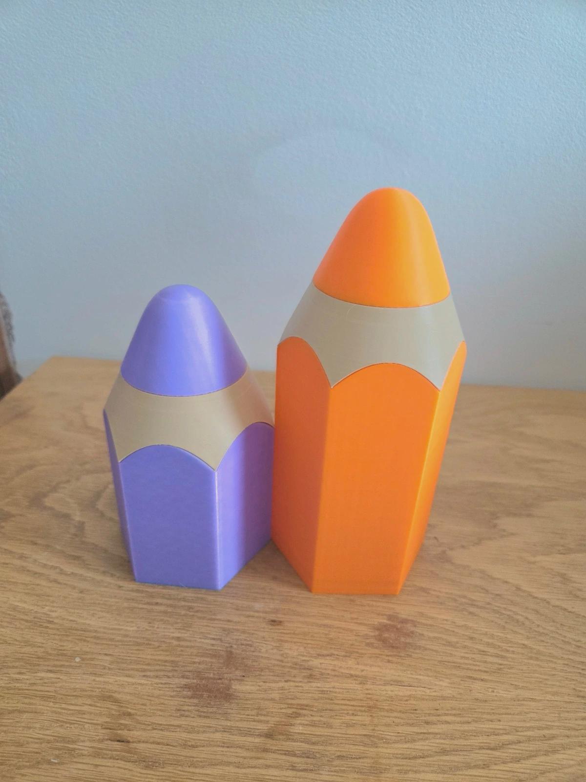 Duo boîtes à crayons “Crayon géant” | Pots à crayons kawaii | Rangement bureau / chambre enfant | Impression 3D | Cadeau maîtresse