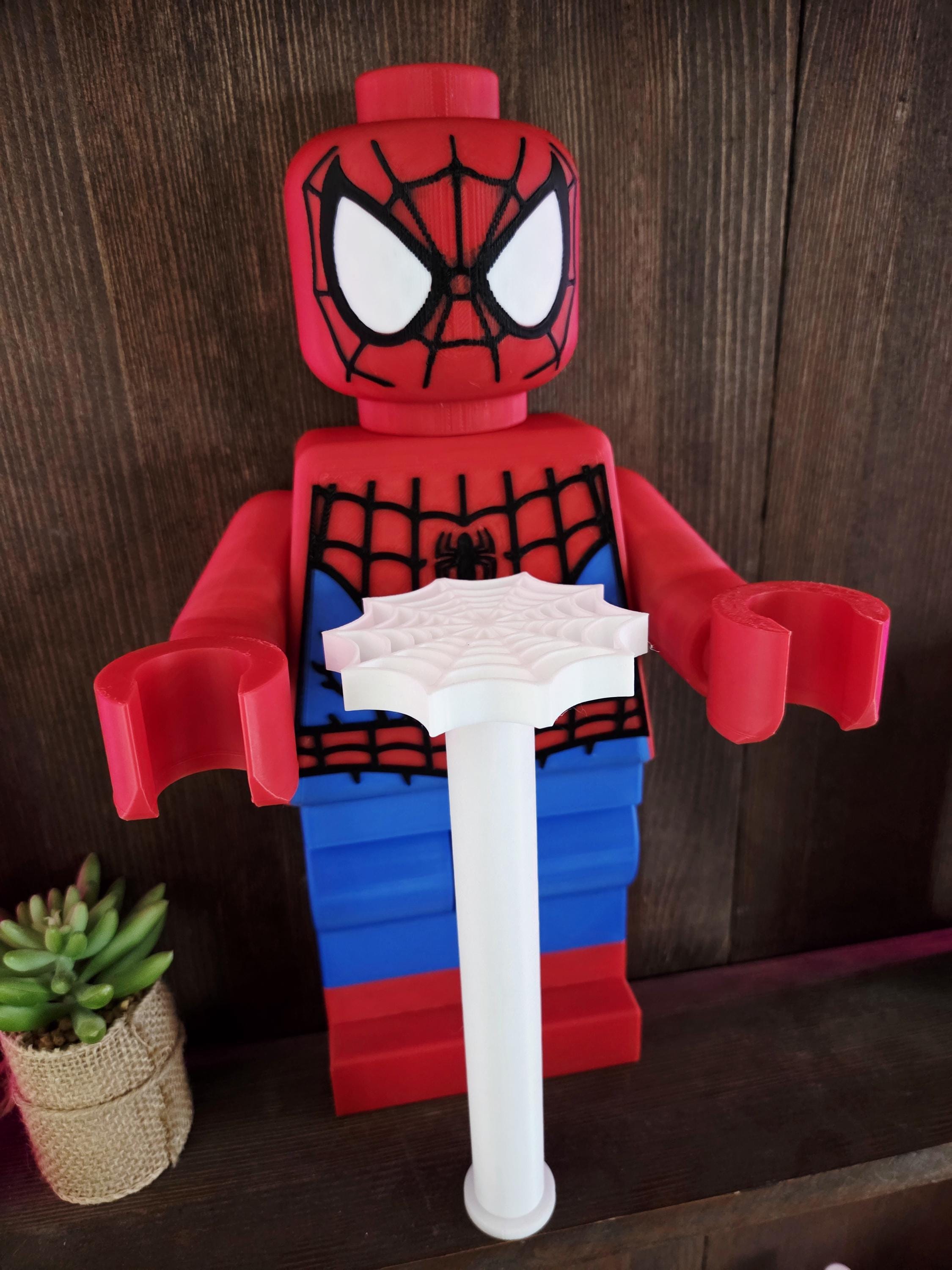 Porte-papier toilette bonhomme brique héros SpiderMan| Déco WC rouge et bleu | Support rouleau 3D | Cadeau geek