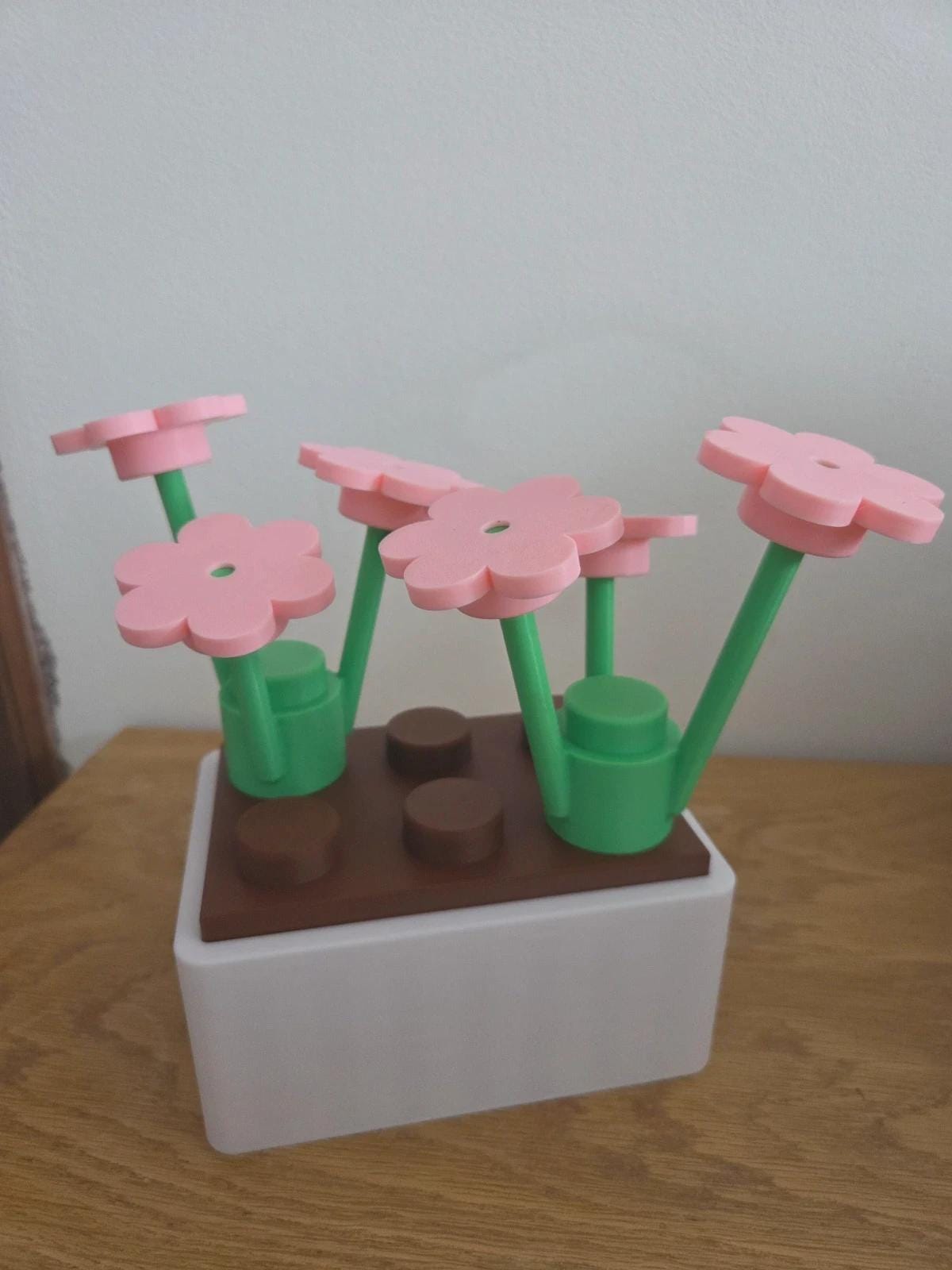 Boîte de rangement fleurs style brique – Pot déco modulable – Cadeau original enfant – Décoration chambre – Impression 3D