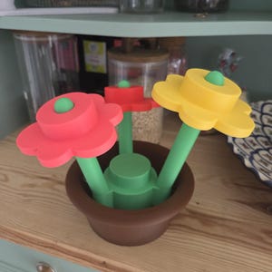 Boîte fleurs style brique XL – Pot décoratif original – Rangement ludique chambre enfant – Cadeau unique – Impression 3D