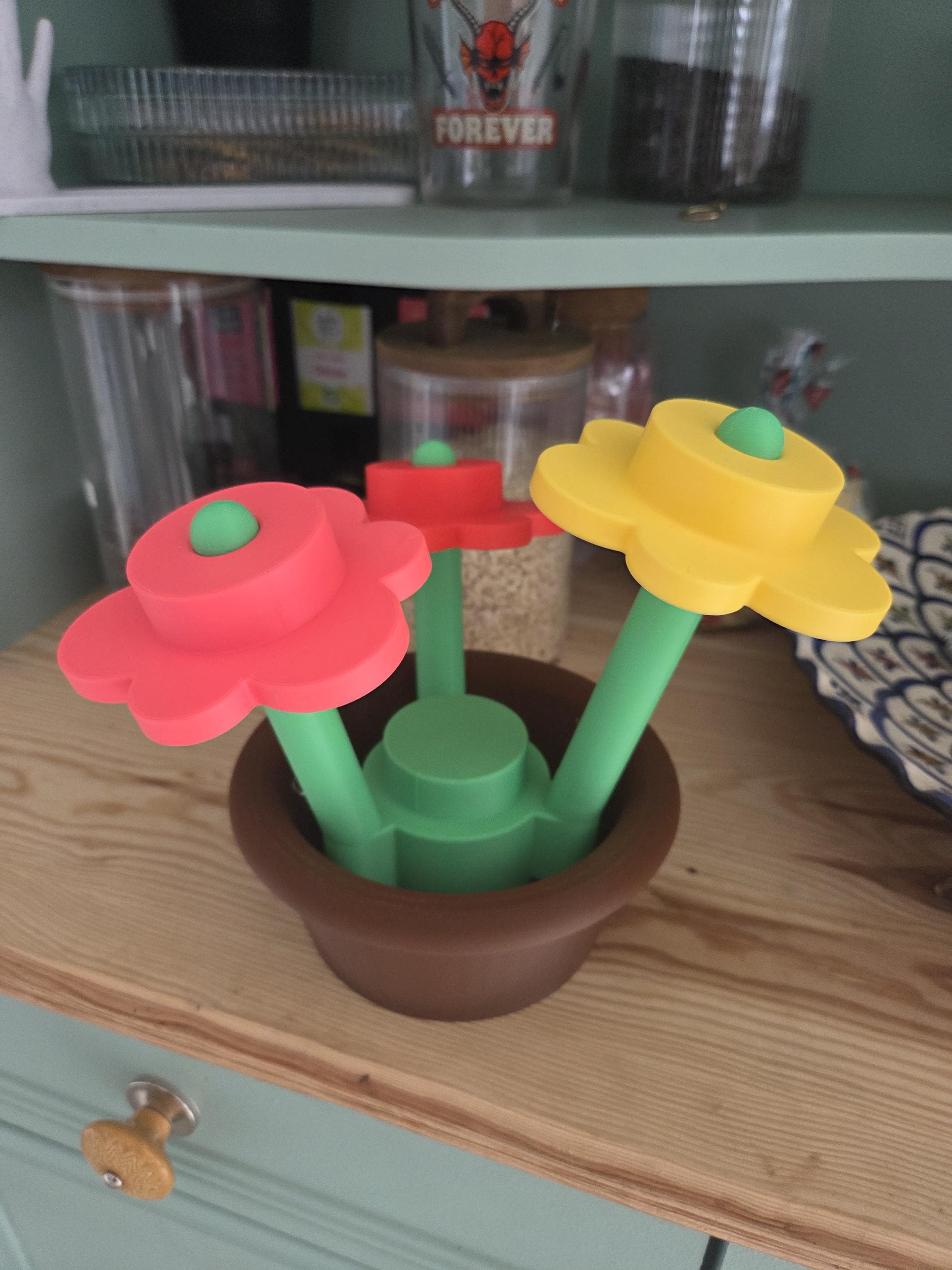 Boîte fleurs style brique XL – Pot décoratif original – Rangement ludique chambre enfant – Cadeau unique – Impression 3D