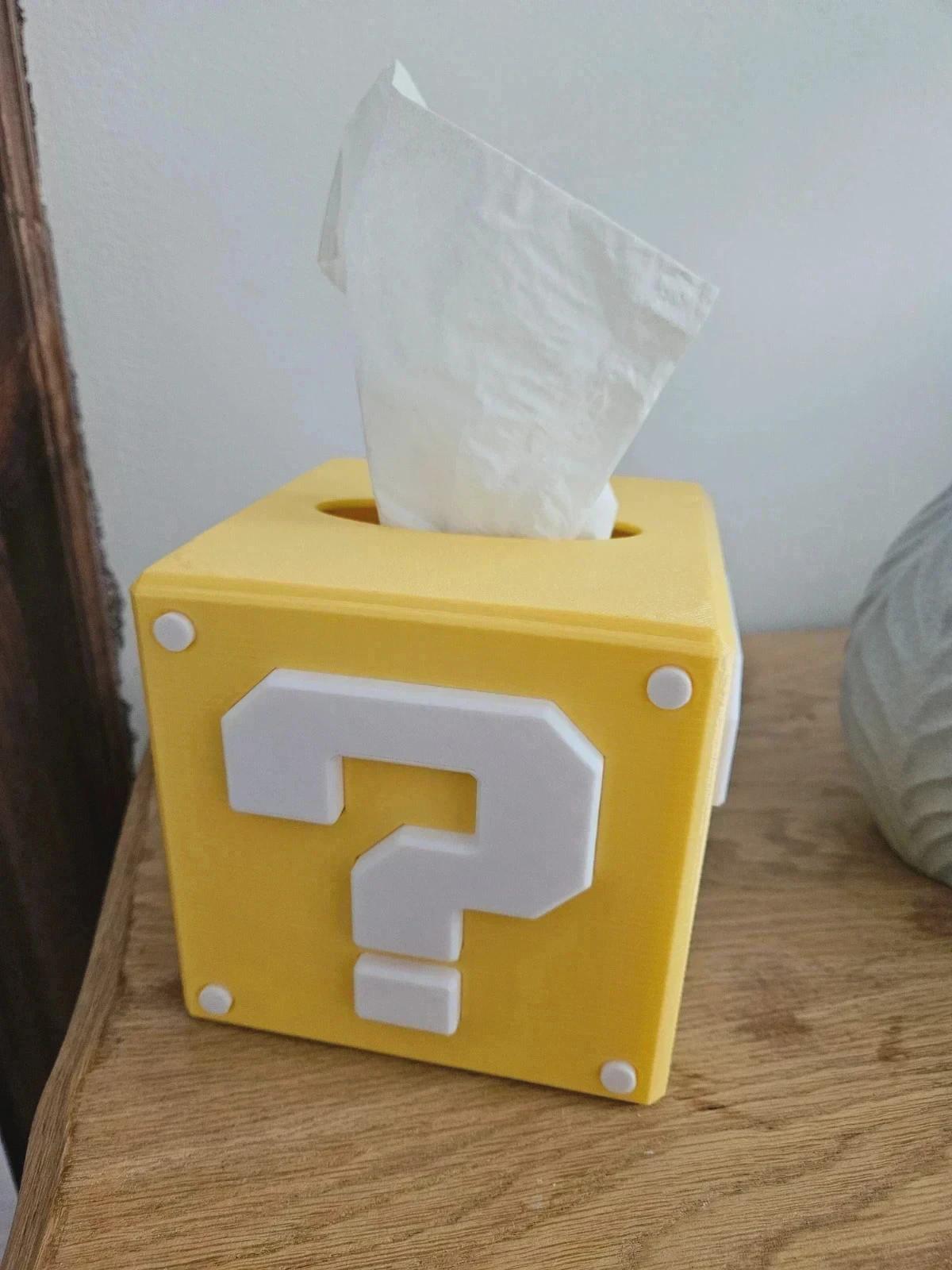 Boîte à mouchoirs Question “?” (Mario) style gaming | Déco geek | Distributeur mouchoirs original | Jaune / Rose / Fuchsia / Bleu clair