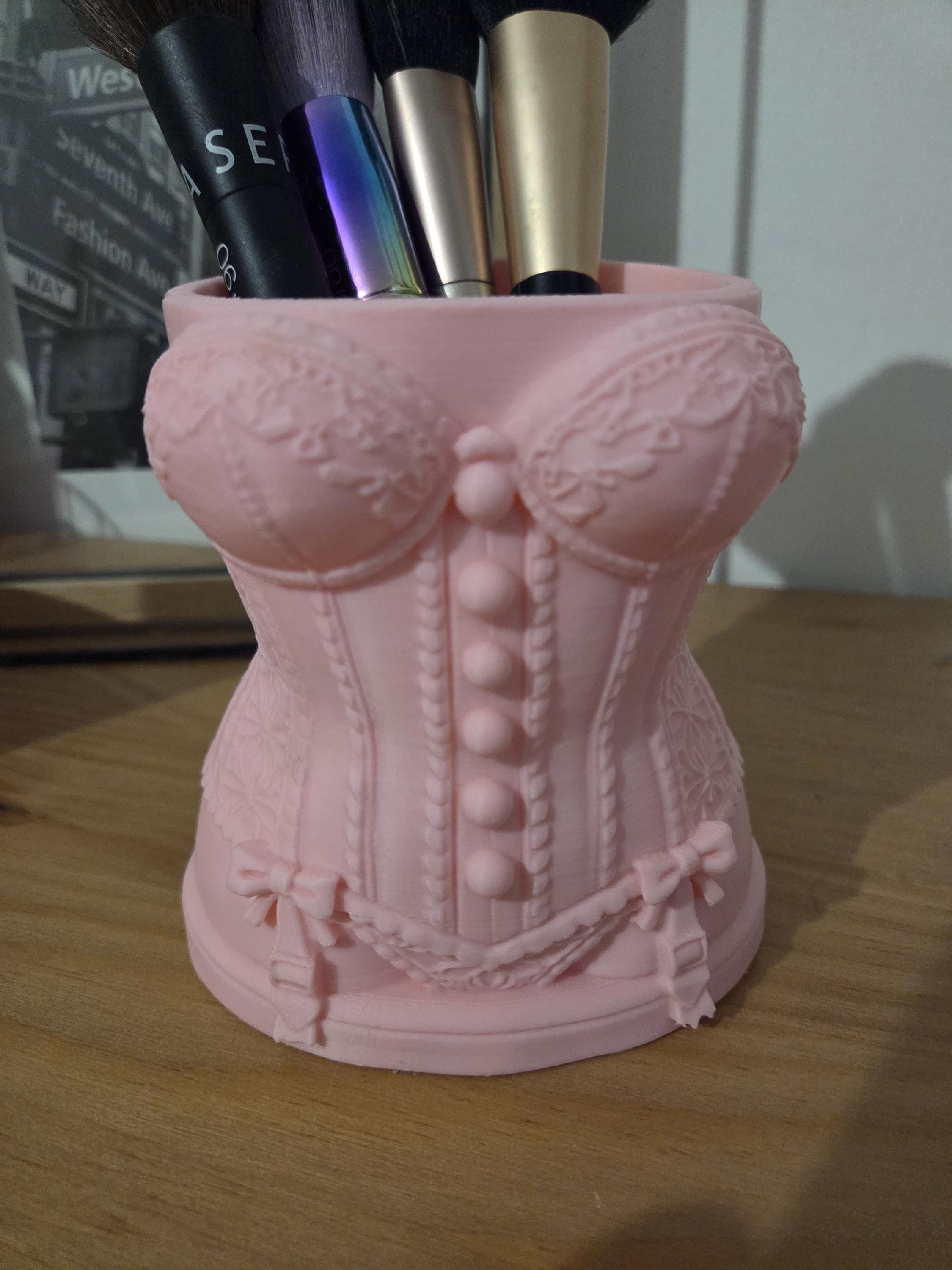 Pot à crayons Corset Boudoir | Organisateur maquillage | Déco féminine romantique | Impression 3D