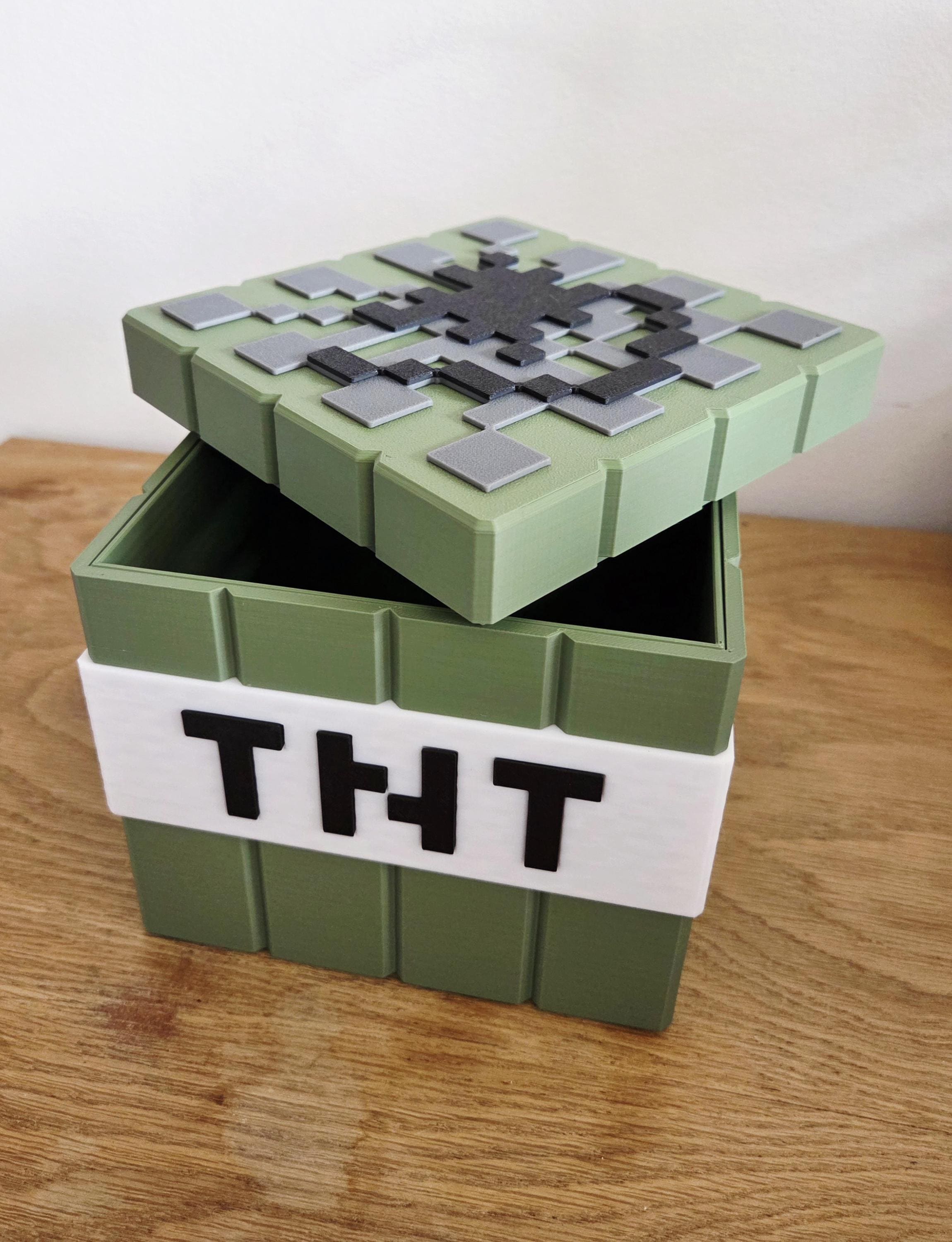 Grande boîte de rangement TNT Minecraft | Coffre trésor gamer | Déco gamer | Boîte 3D imprimée | Cadeau fan de jeux | Plusieurs couleurs