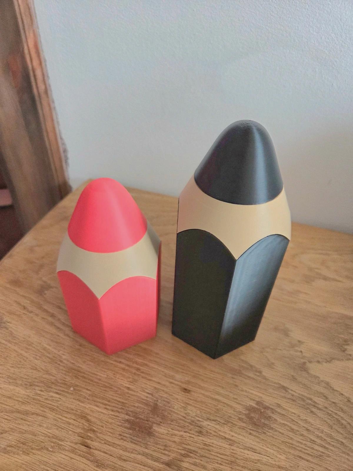 Duo boîtes à crayons “Crayon géant” | Pots à crayons kawaii | Rangement bureau / chambre enfant | Impression 3D | Cadeau maîtresse