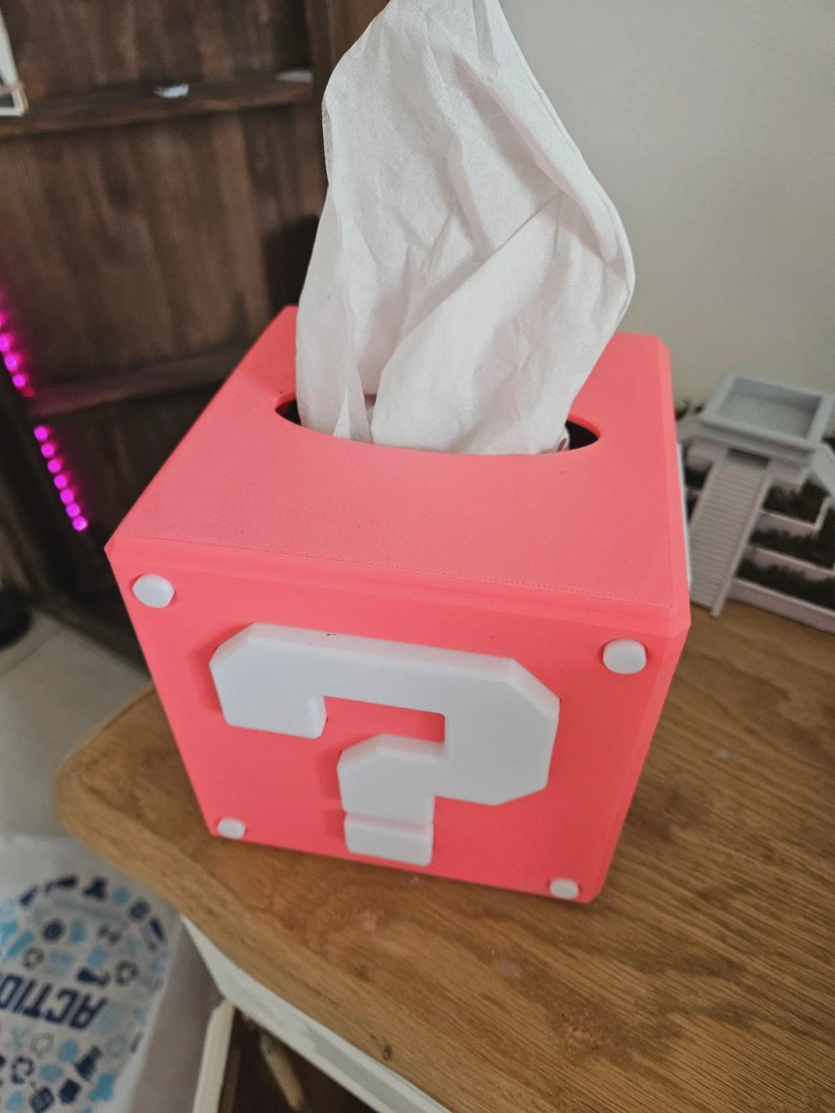 Boîte à mouchoirs Question “?” (Mario) style gaming | Déco geek | Distributeur mouchoirs original | Jaune / Rose / Fuchsia / Bleu clair
