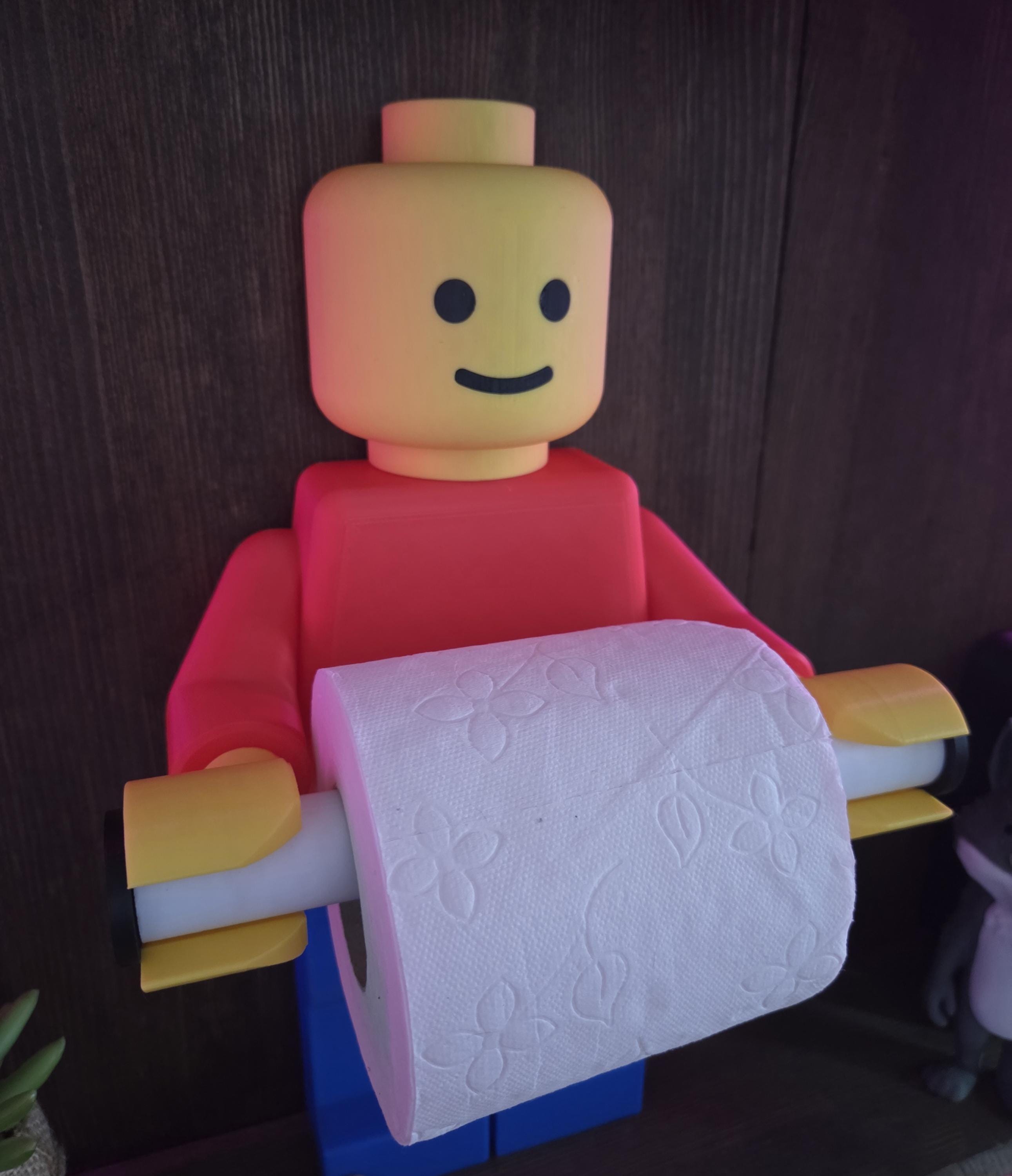Porte papier toilette bonhomme “brique” | Support rouleau WC original | Déco fun salle de bain | Impression 3D | Idée cadeau