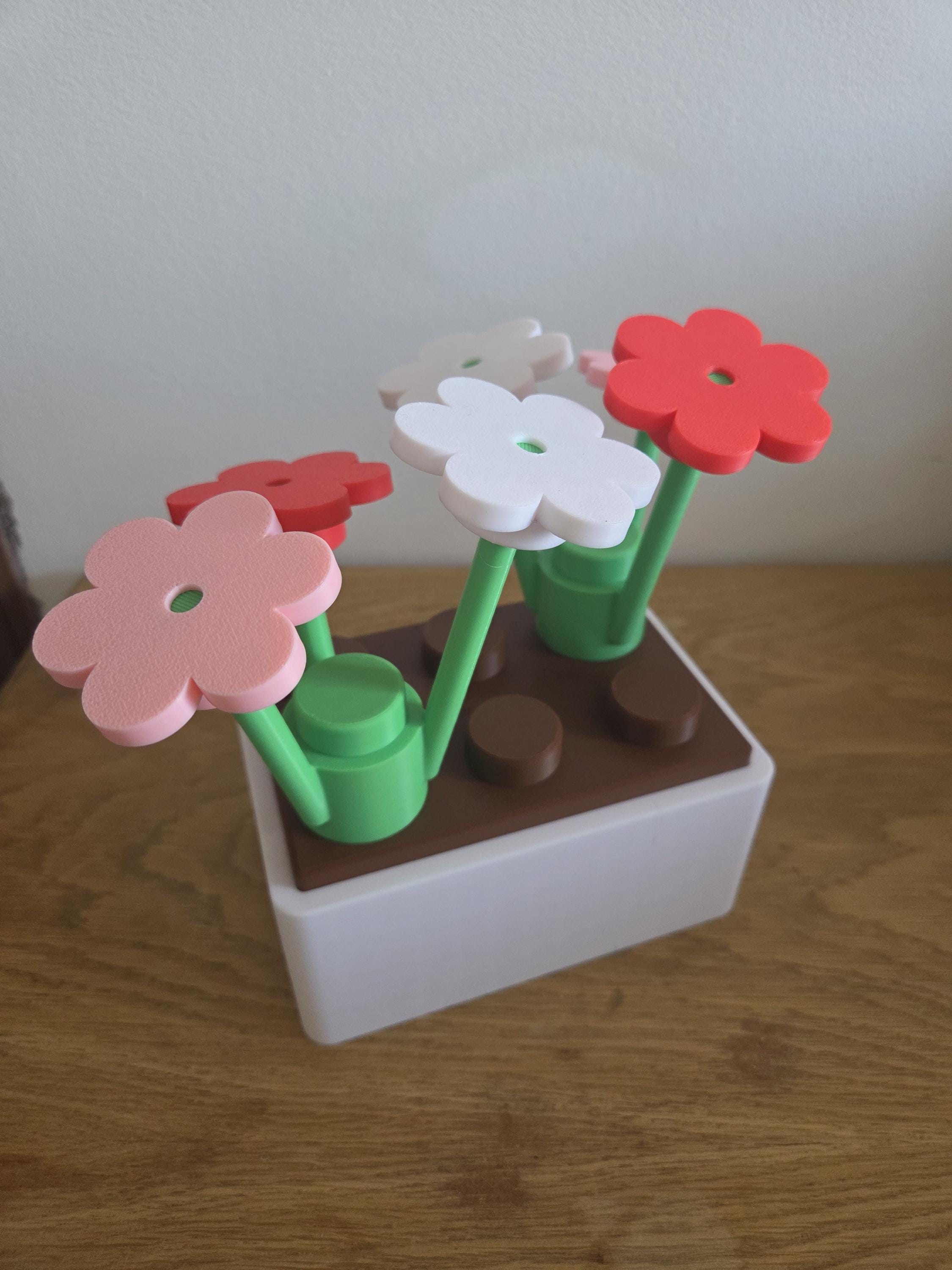 Boîte de rangement fleurs style brique – Pot déco modulable – Cadeau original enfant – Décoration chambre – Impression 3D